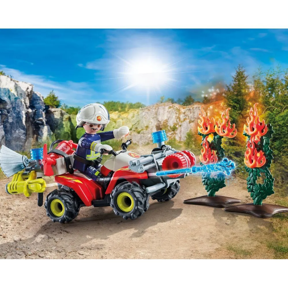 Playmobil Pompier avec quad et arbustes enflammés ACTION HEROES 71825^ La Ville, La Police Et Les Secours