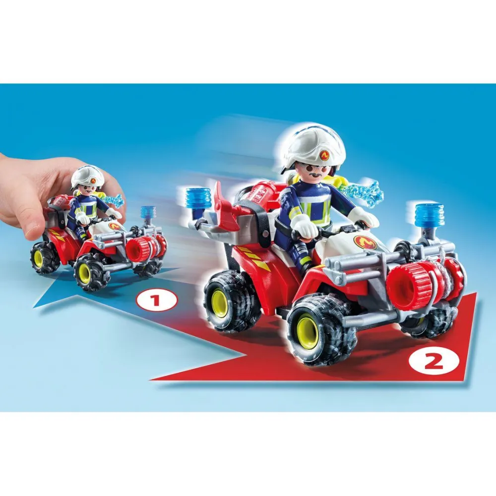 Playmobil Pompier avec quad et arbustes enflammés ACTION HEROES 71825^ La Ville, La Police Et Les Secours