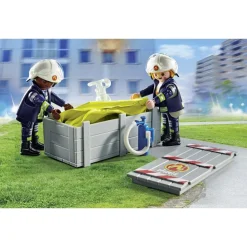 Playmobil Pompiers avec coussin de sauvetage Action heroes 71465^ La Ville, La Police Et Les Secours