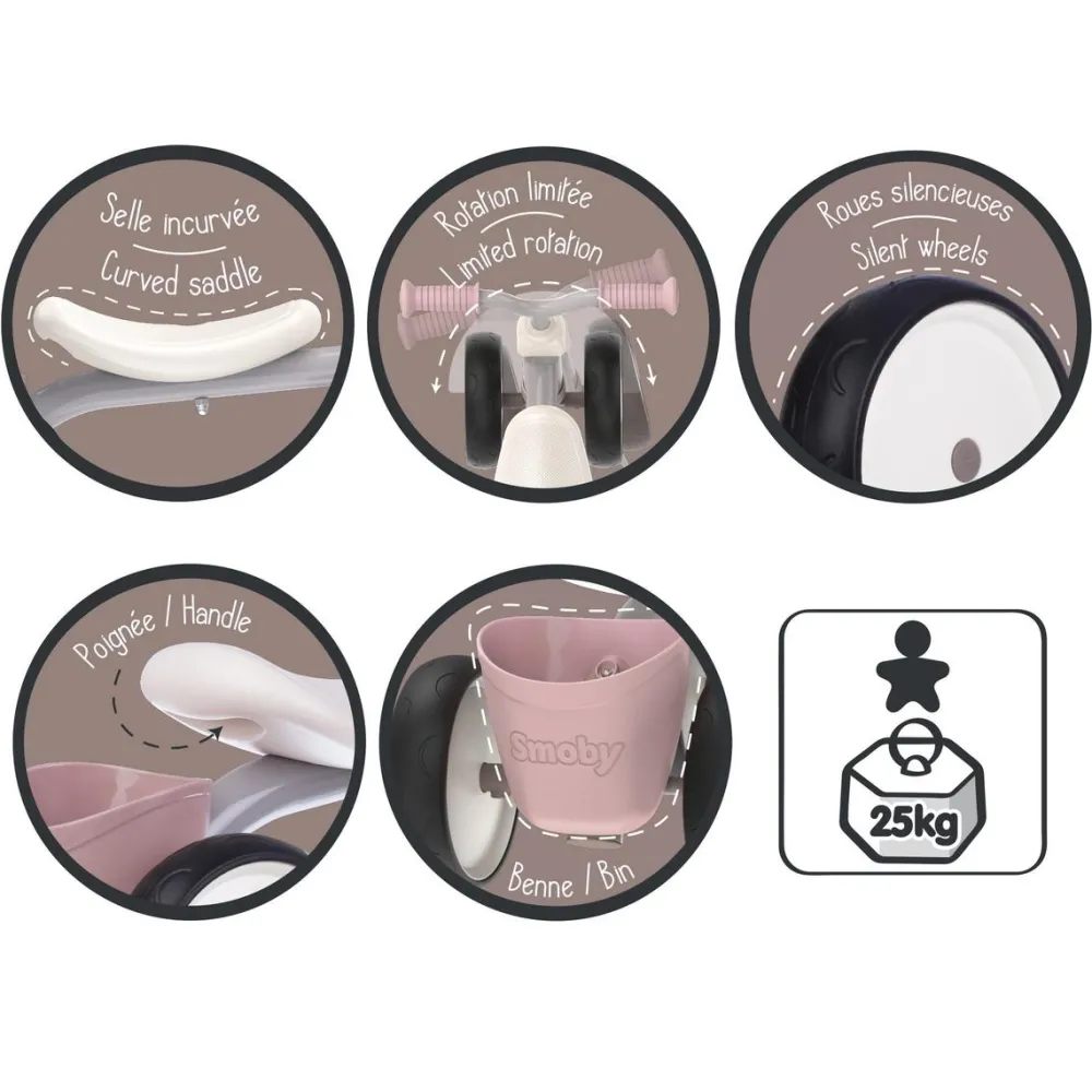 Smoby Porteur rookie rose^ Trotteurs, Pousseurs, Porteurs Et Bascules
