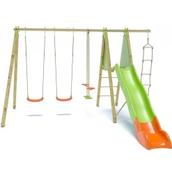 CAP Portique bois métal 2,30 mètres avec toboggan^ Maisons, Toboggans Et Jeux D'Extérieur