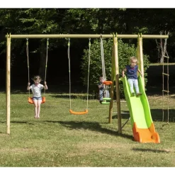 CAP Portique bois métal 2,30 mètres avec toboggan^ Maisons, Toboggans Et Jeux D'Extérieur