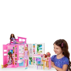 Mattel Poupée Barbie maison de vacances à emporter^ Poupées Mannequins