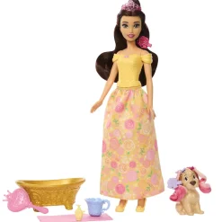 Mattel Poupée mannequin Belle et son chien color changer à toiletter^ Poupées Mannequins