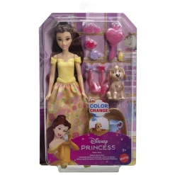 Mattel Poupée mannequin Belle et son chien color changer à toiletter^ Poupées Mannequins