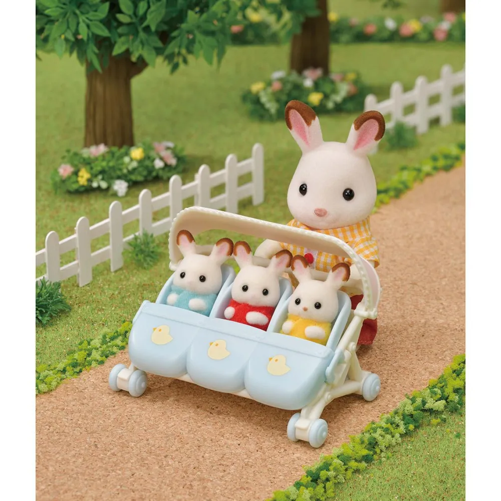 Sylvanian Families Poussette Triple - 5533^ Mini-Univers|Les Héros Et Personnages