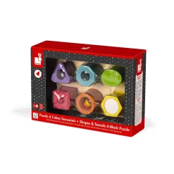 Janod Puzzle 6 cubes sensoriels^ Jouets À Encastrer Et À Empiler