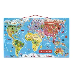 Janod Puzzle 92 pièces magnétique du monde^Enfant Puzzles Bébés Et Enfants