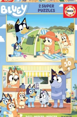 Educa Borras Puzzle Bluey En Bois, 2x50 Pièces^Enfant Puzzles Bébés Et Enfants