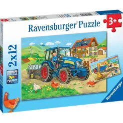 Ravensburger Puzzles 2X12 Pièces - Chantier et Ferme^Enfant Puzzles Bébés Et Enfants