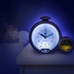 Pabobo Réveil Kid Sleep Clock Bleu - Apprentissage de l'heure et Veilleuse Intégrée^ Réveils