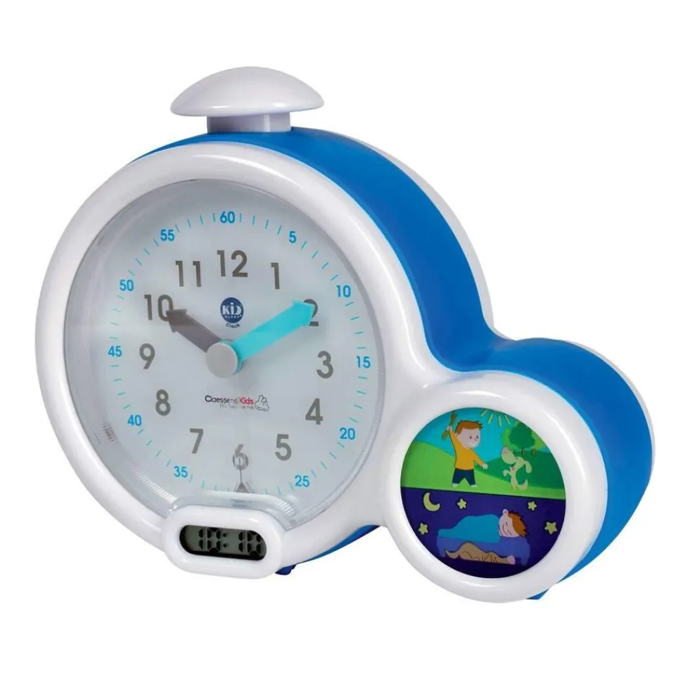 Pabobo Réveil Kid Sleep Clock Bleu - Apprentissage de l'heure et Veilleuse Intégrée^ Réveils