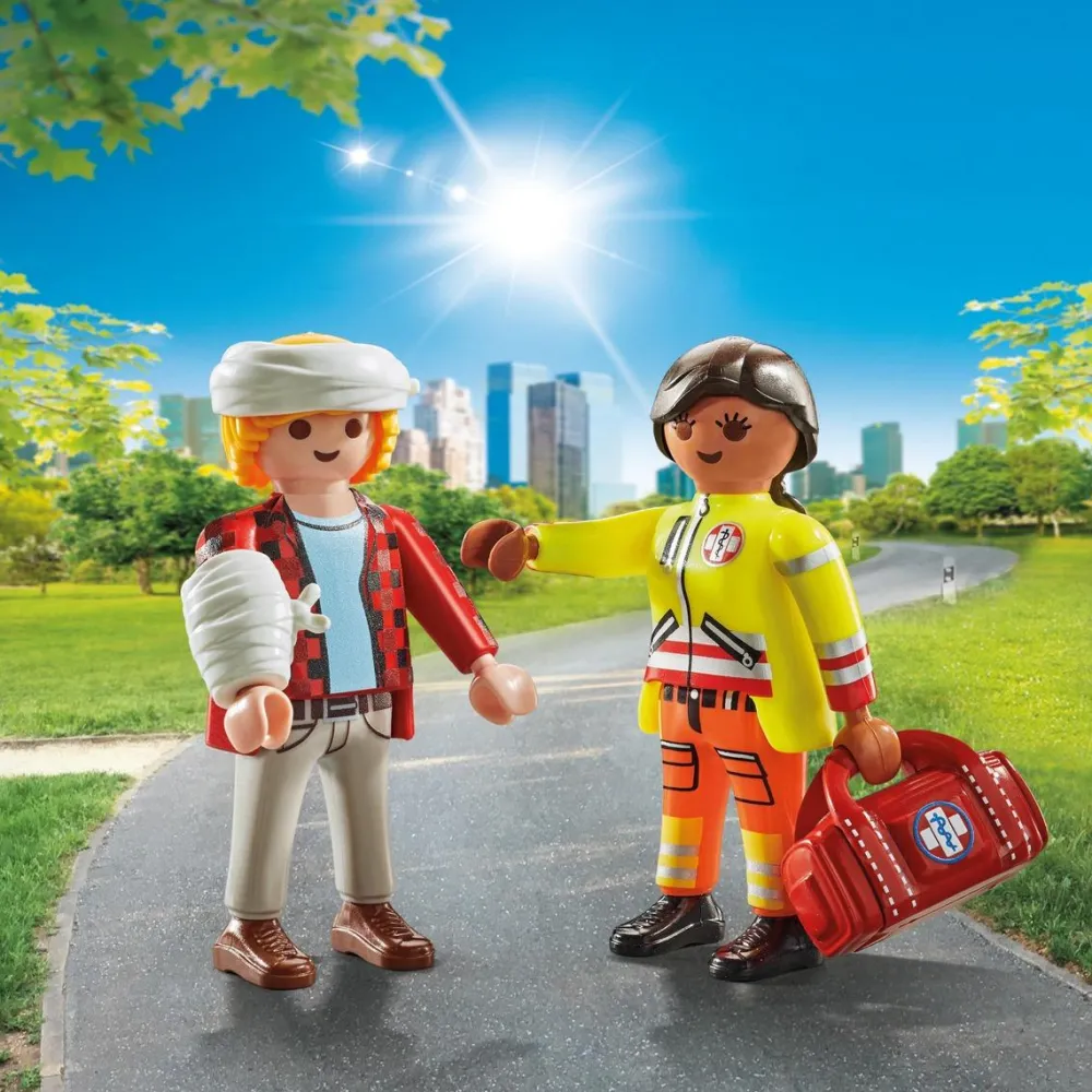 Playmobil Secouriste avec blessé duo 71506^ La Ville, La Police Et Les Secours
