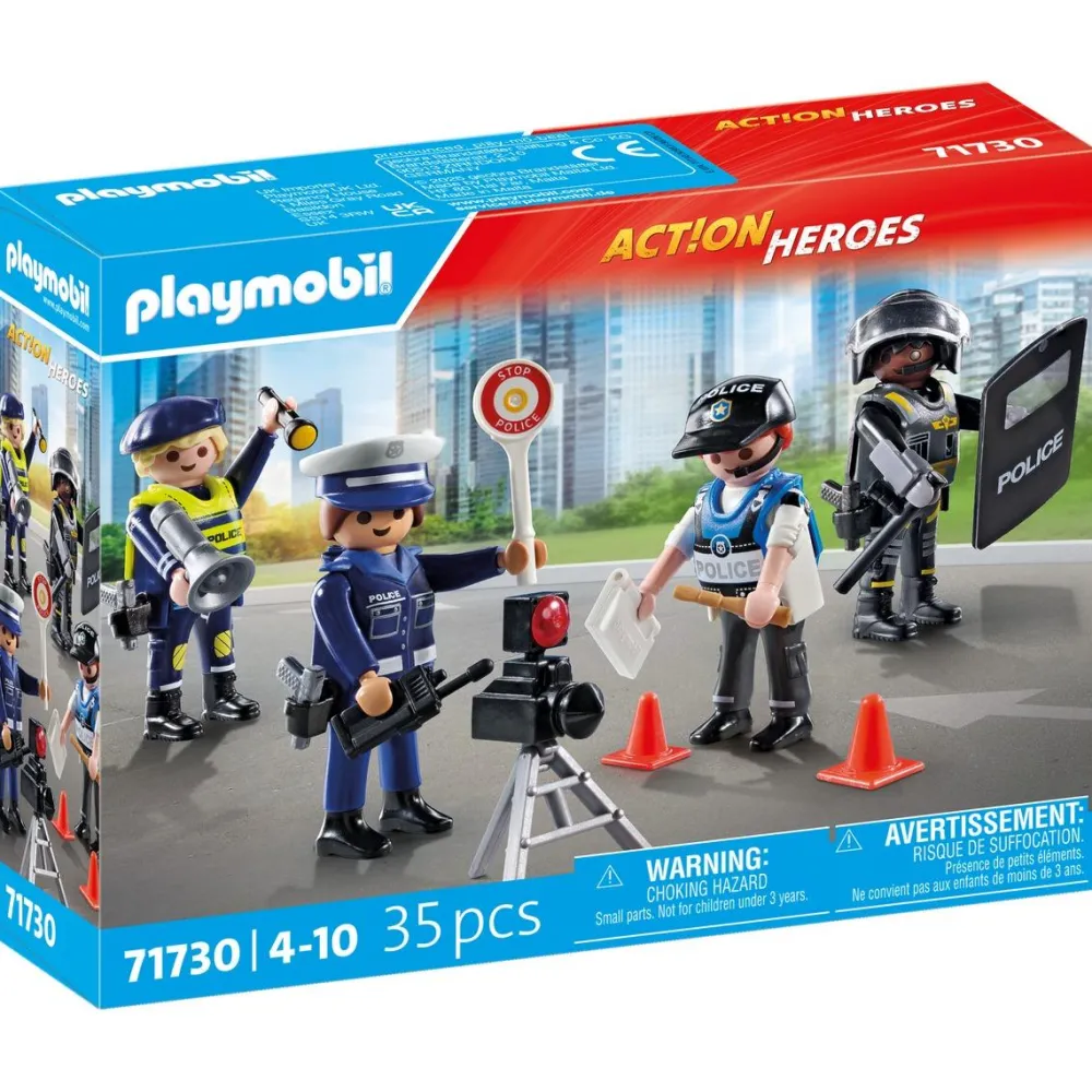 Playmobil Set métiers de la police : 4 policiers ACTION HEROES 71730^ La Ville, La Police Et Les Secours
