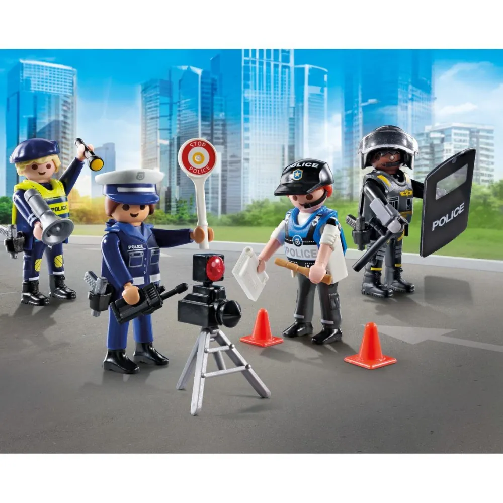 Playmobil Set métiers de la police : 4 policiers ACTION HEROES 71730^ La Ville, La Police Et Les Secours