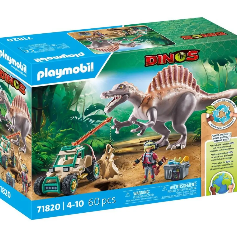 Playmobil Spinosaure, chercheur et véhicule à grue Dinos 71820^ Les Dinosaures Et La Préhistoire