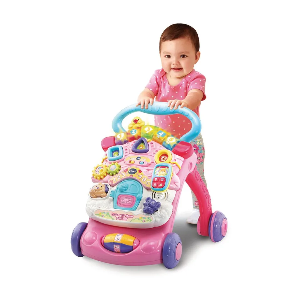 Varta Super trotteur parlant 2 en 1 rose^ Trotteurs, Pousseurs, Porteurs Et Bascules