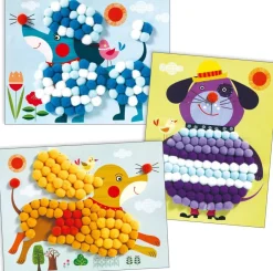 Djeco Tableaux de ponpons - Des chiens à caresser^ Sables, Paillettes Et Mosaïques