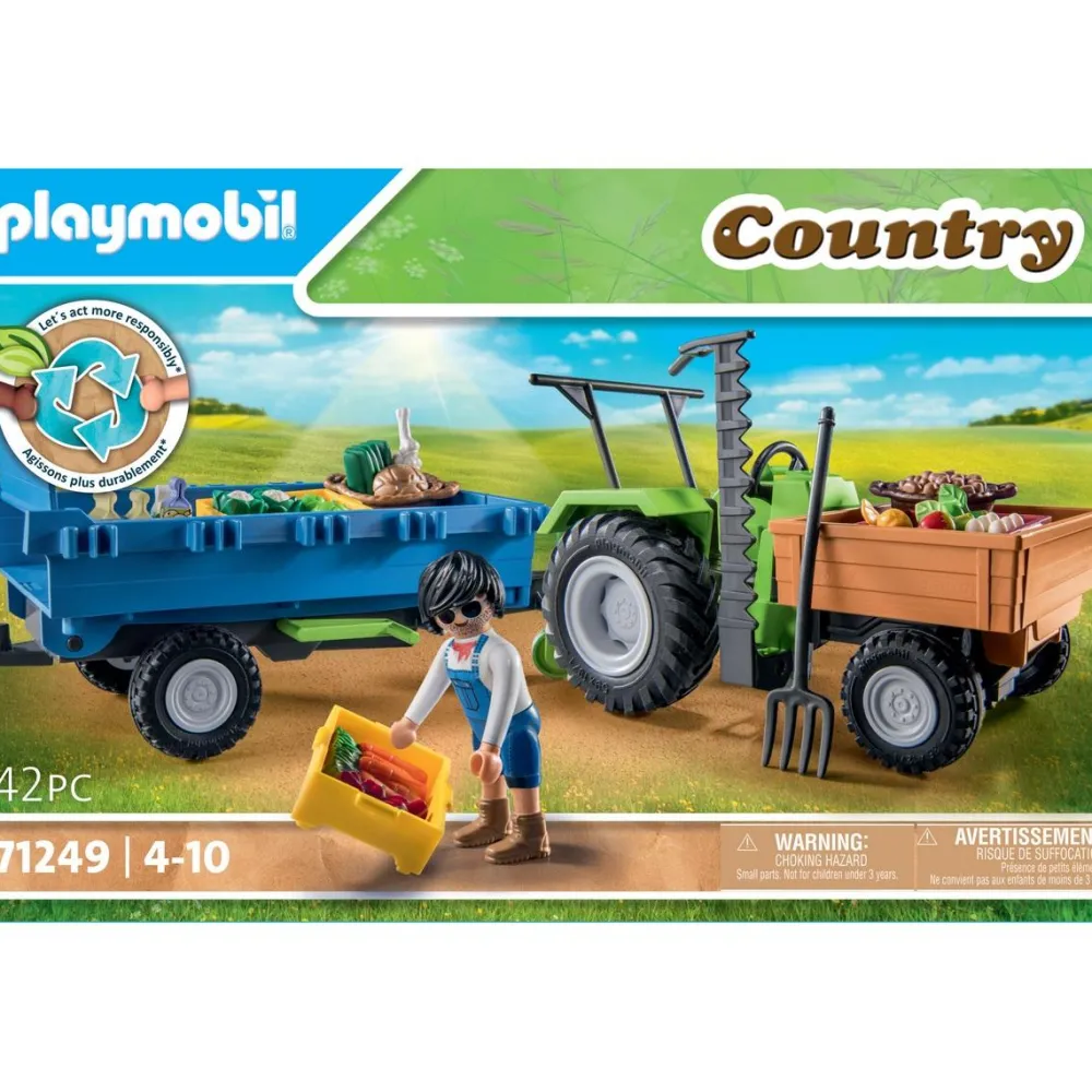 Playmobil Tracteur avec remorque Country 71249^ La Ferme Et L'Univers Agricole