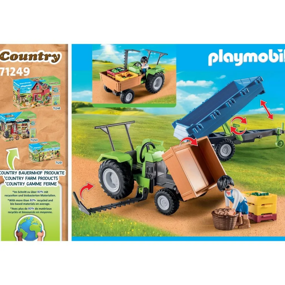 Playmobil Tracteur avec remorque Country 71249^ La Ferme Et L'Univers Agricole