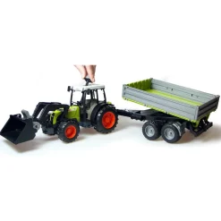 Bruder Tracteur Claas avec fourche et remorque^ Véhicules Agricoles Et De Chantier