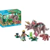 Playmobil Tricératops avec bébé et explorateur Dinos 71821^ Les Dinosaures Et La Préhistoire