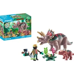 Playmobil Tricératops avec bébé et explorateur Dinos 71821^ Les Dinosaures Et La Préhistoire
