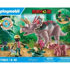 Playmobil Tricératops avec bébé et explorateur Dinos 71821^ Les Dinosaures Et La Préhistoire