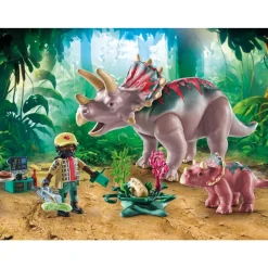 Playmobil Tricératops avec bébé et explorateur Dinos 71821^ Les Dinosaures Et La Préhistoire