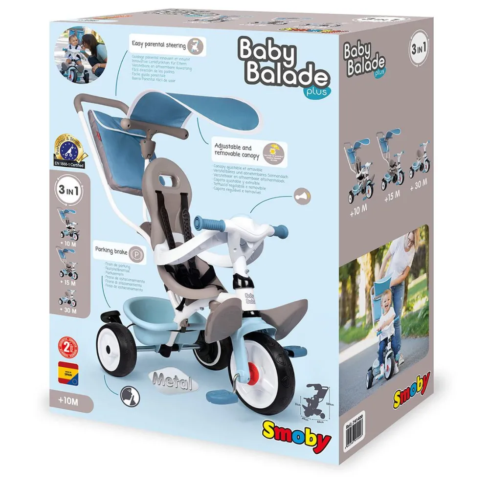 Smoby Tricycle baby balade plus bleu^ Tricycles, Draisiennes Et Vélos