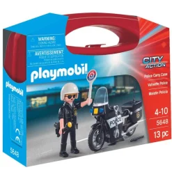 Playmobil Valisette Motard de police City Action 5648^ La Ville, La Police Et Les Secours