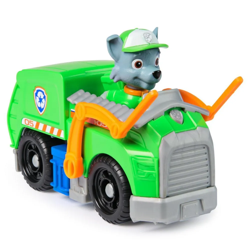 Spin Master Véhicule 15 cm et figurine La Pat Patrouille : Camion de recyclage Rocky^ Les Héros Et Personnages