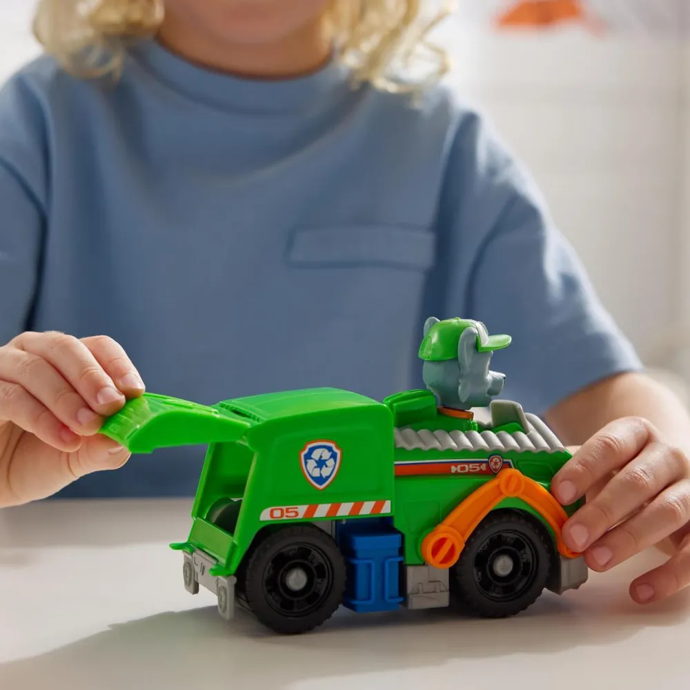 Spin Master Véhicule 15 cm et figurine La Pat Patrouille : Camion de recyclage Rocky^ Les Héros Et Personnages