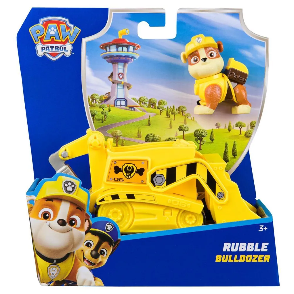 Spin Master Véhicule 15 cm et figurine La Pat Patrouille : Bulldozer Ruben^ Les Héros Et Personnages