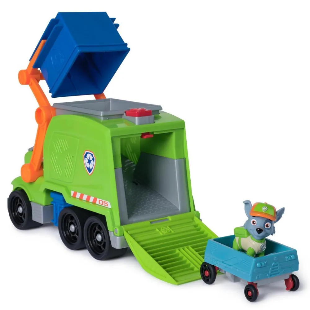Spin Master Véhicule 15 cm et figurine La Pat Patrouille : Camion Benne Crush N Roll Rocky^ Les Héros Et Personnages