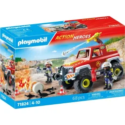 Playmobil Véhicule de pompiers avec bidon enflammé ACTION HEROES 71824^ La Ville, La Police Et Les Secours